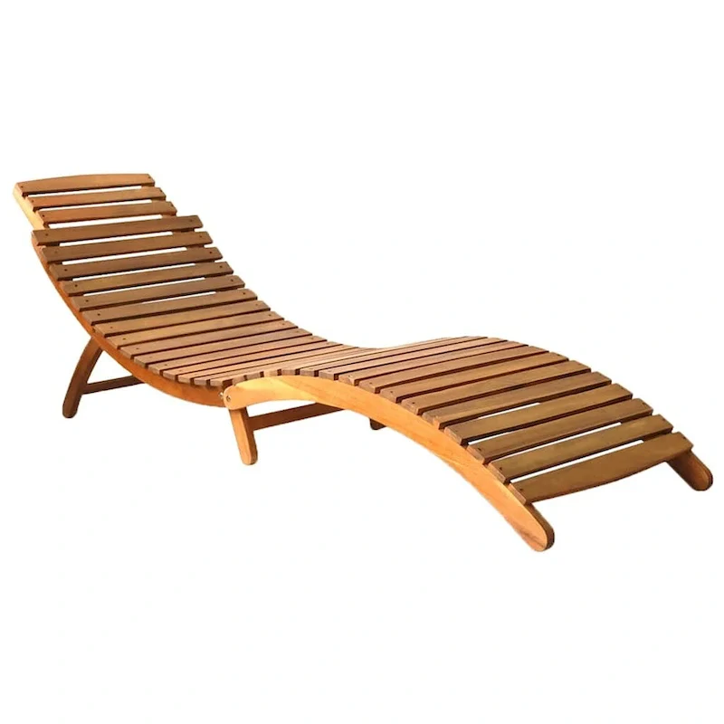 vidaXL Patio Sun Lounger with Cushion Solid Acacia Wood - 72.4 x 21.7 x 25.2