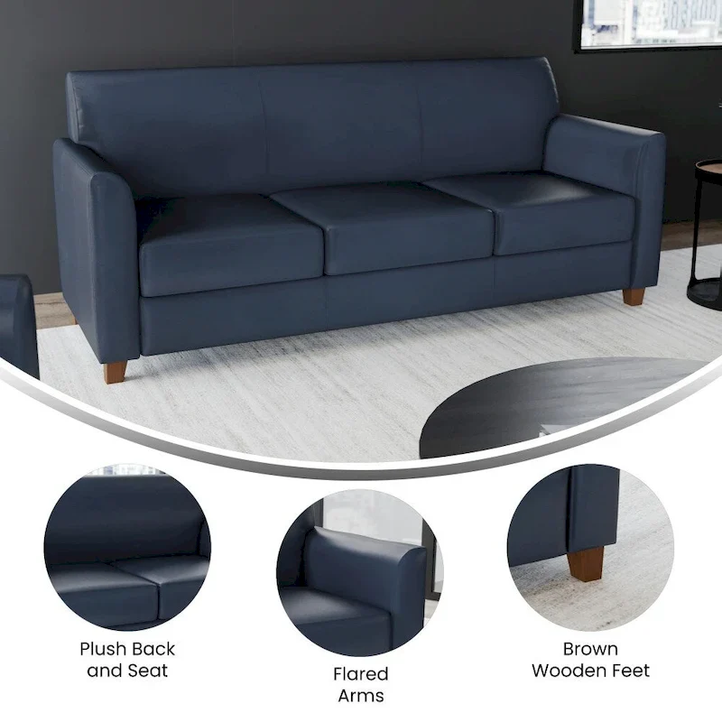 LeatherSoft Sofa with Clean Line Stitched Frame - 70W x 29D x 32.25H