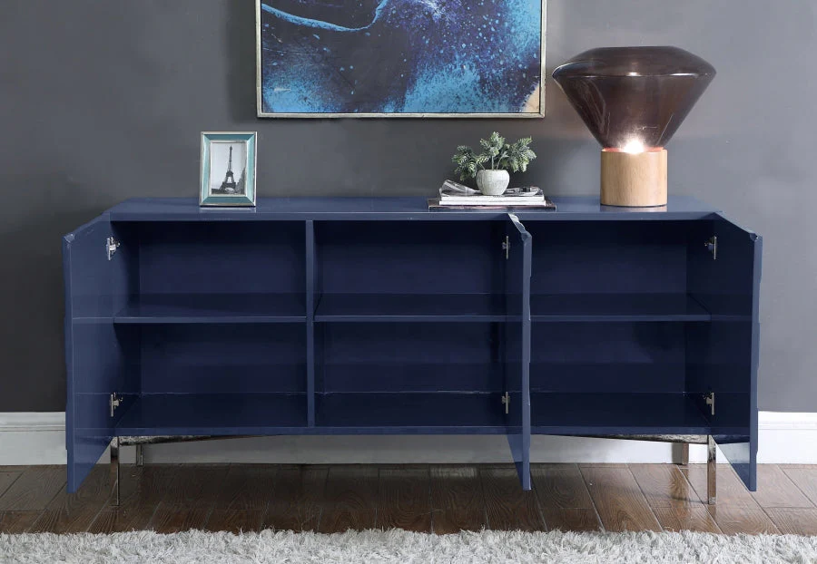 Collins Lacquered Blue Chevron Sideboard
