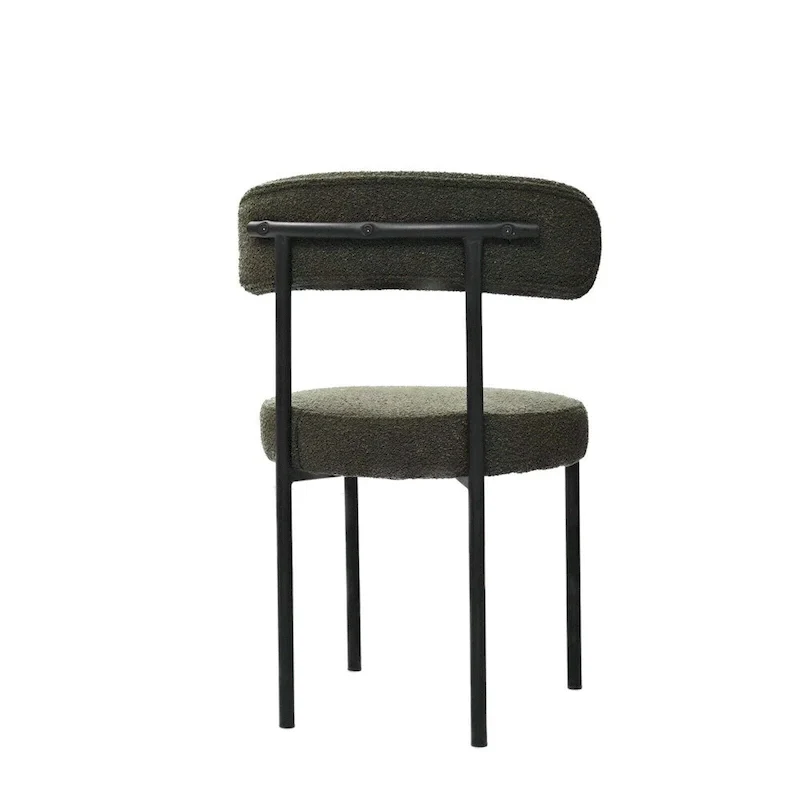 Boucle Dining Chairs,Mid-Century Modern Curved Backrest Chair,2 PCS