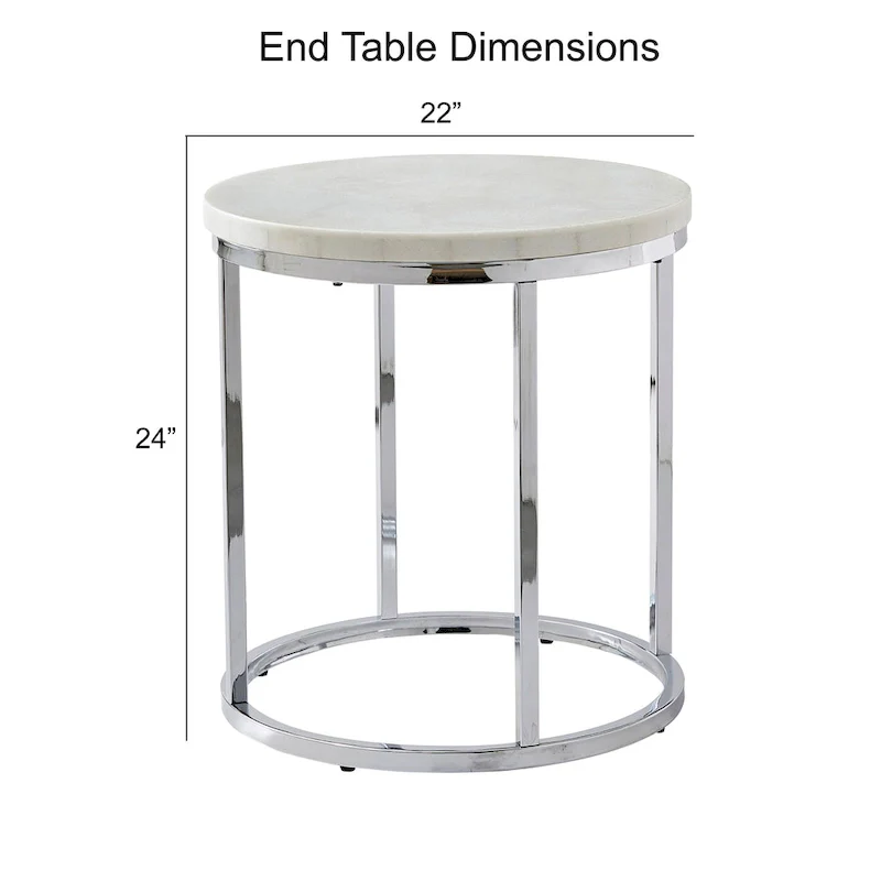 Steve Silver Eden White Marble Top Round Side Table