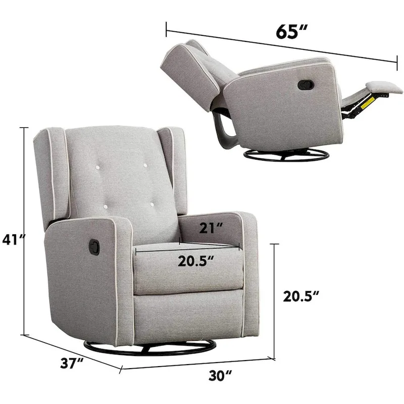 Racing Swivel Rocker Recliner Chair Single Seat Set of two