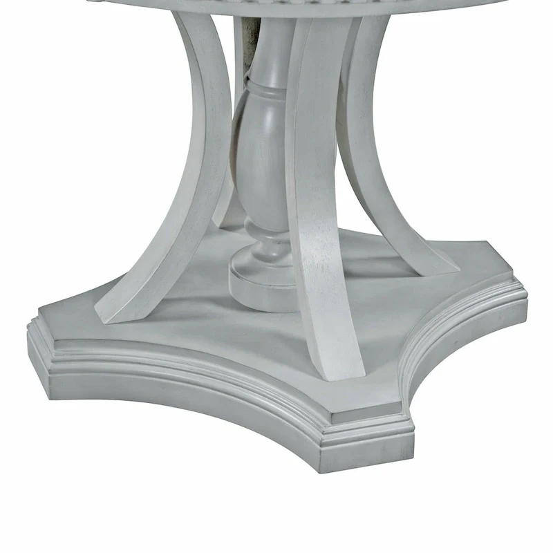 Antique Gray Retro 5-Piece Wooden Dining Table Set with Extendable Round Table & 4 Chairs