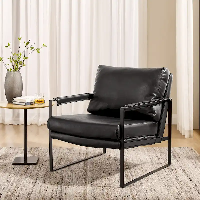 Art Leon Modern PU Leather Upholstered Arm Chair with Steel Frame