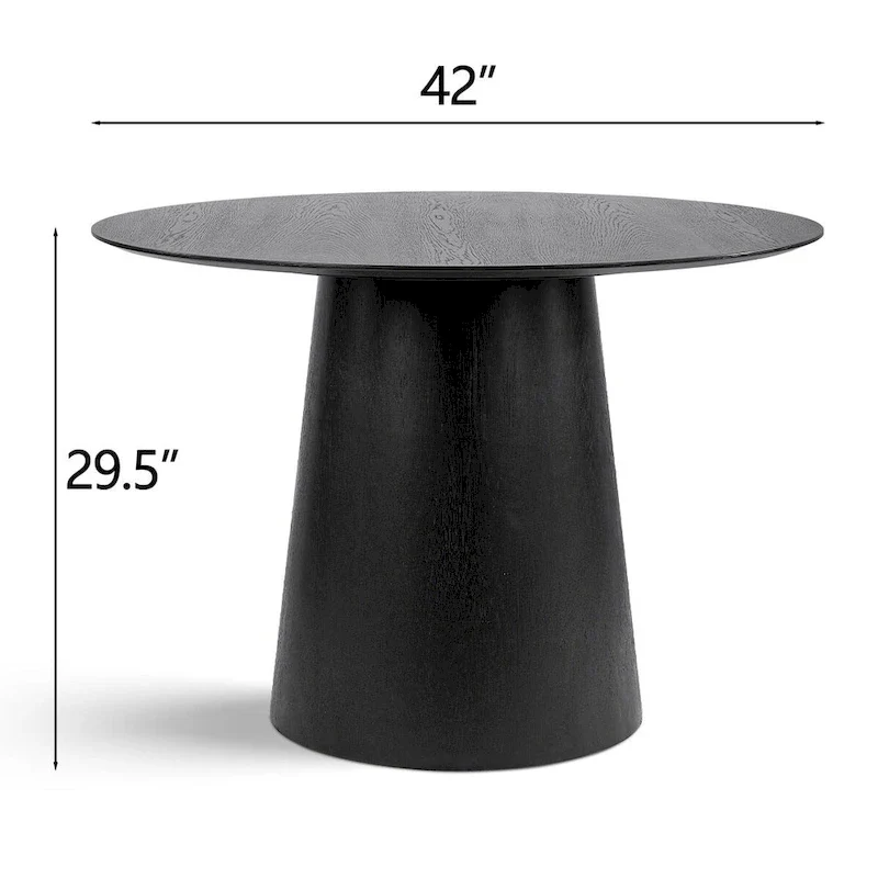 Oak / Black Round Pedestal Dining Table – Seats 4