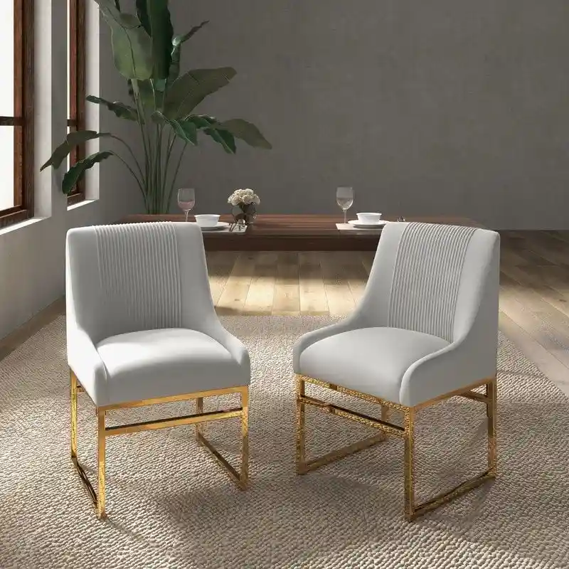 SEYNAR Contempoary Velvet Dining Chair with Metal Frame Legs, set of 2