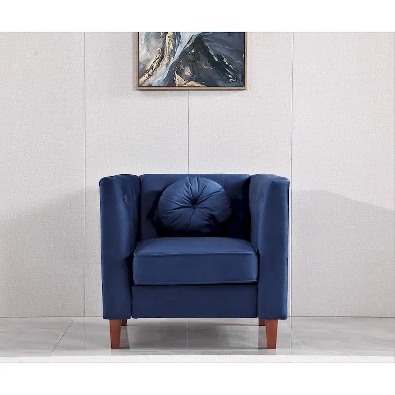 US PRIDE FURNITURE Velvet Classic Chesterfield Chair with Wood legs