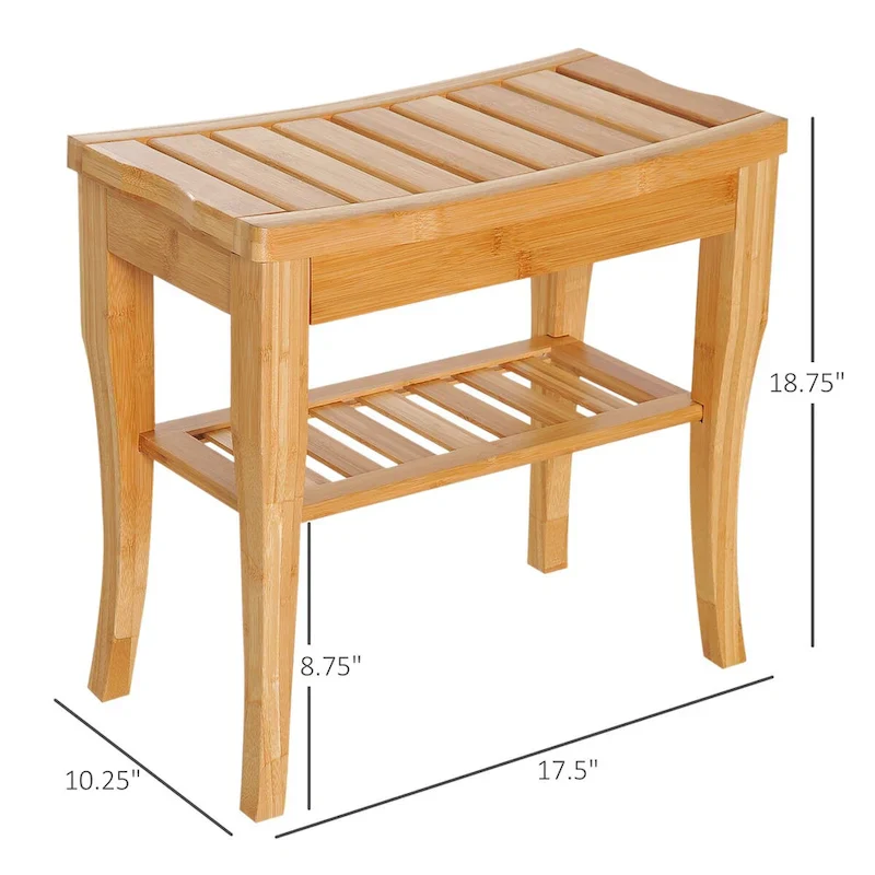 Long Bamboo Shower Bench Seat