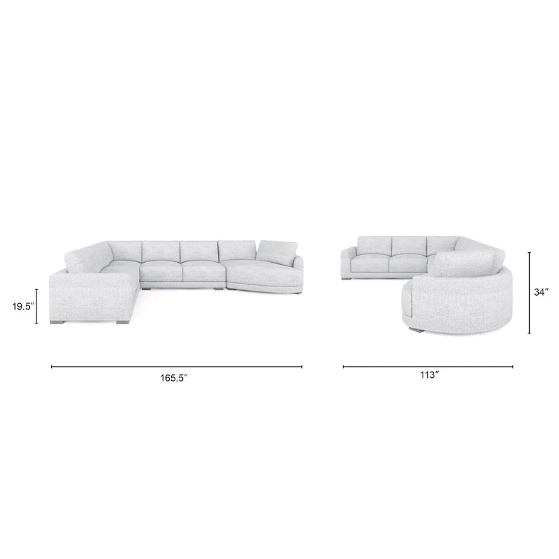 Laguna 165.5 L-Shape Modular Sectional Sofa with Chaise Lounge