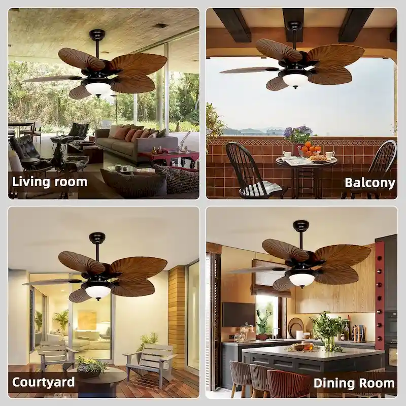 Wood Colour Straight Blade Ceiling Fan Light