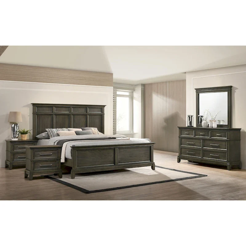 Furniture of America Evva Traditional Grey 5-Piece Panel Bedroom Set