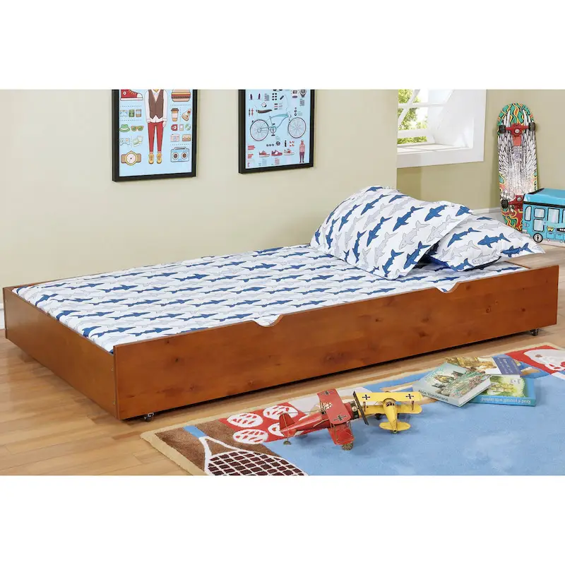 Bays Transitional Twin Wood Underbed Trundle with Casters by Furniture of America