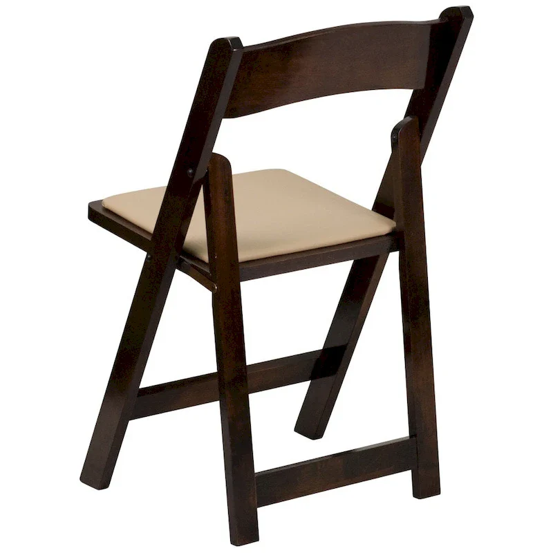 Wood Folding Chair with Vinyl Padded Seat (Set of 2)