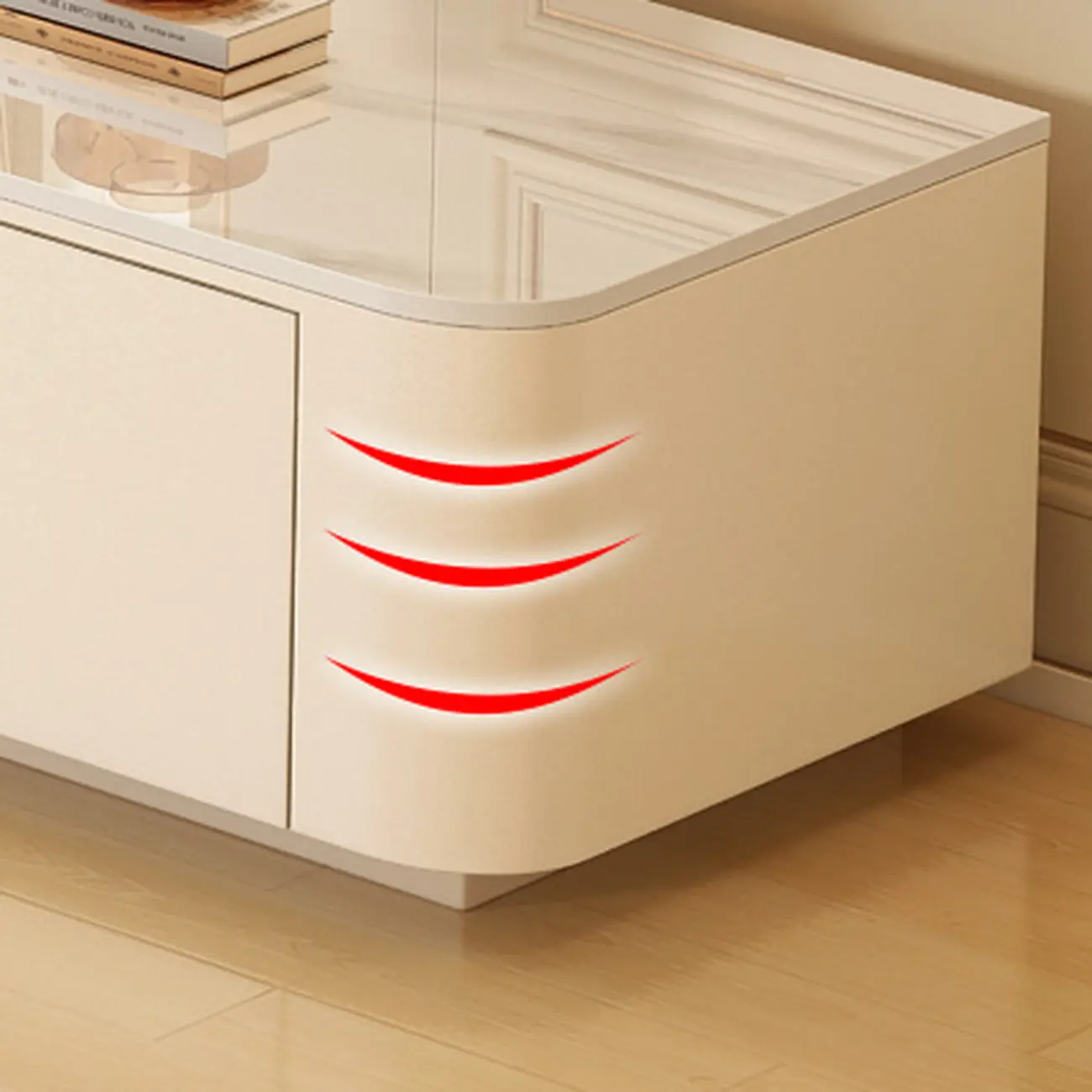 Modern Wooden TV Stand with Drawers and Cable Management