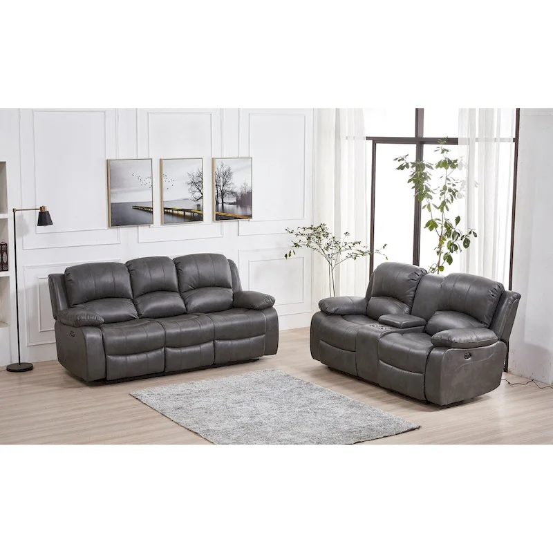 Betsy Furniture 2 Piece Bonded Leather Reclining Living Room Set, Sofa and Loveseat