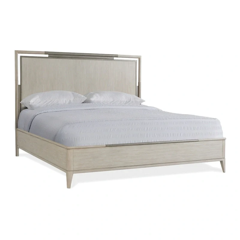 Roundhill Furniture Mantalia Solid Wood Panel Bed with Metal Frame, Champagne