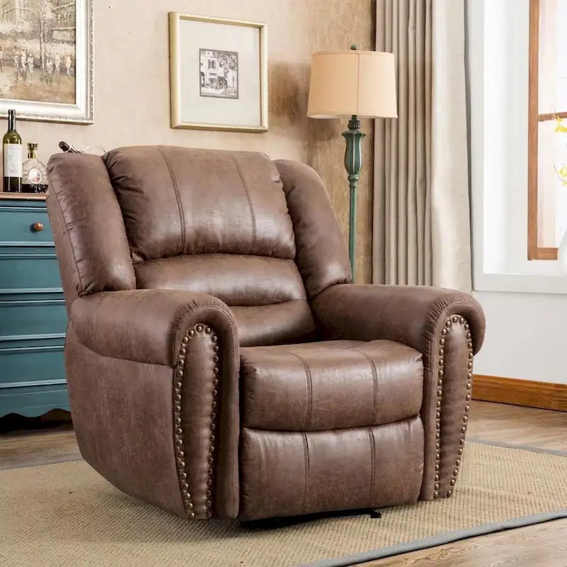 Overstuffed Manual Standard Recliner Chair Sofa
