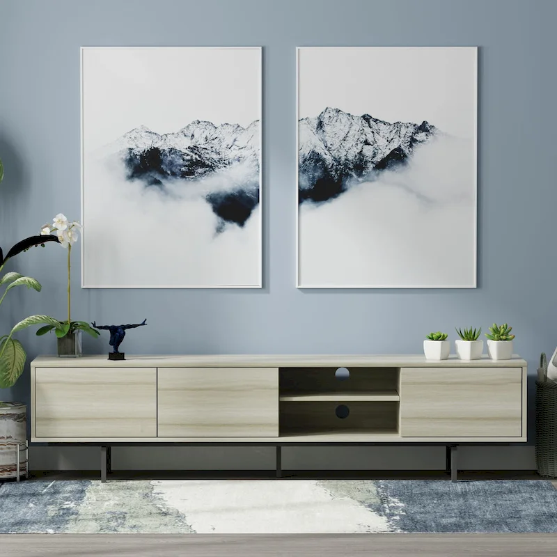 Glenwillow Home Atlas 78  x 20  Lowboy Mid-Century Modern TV Stand Console