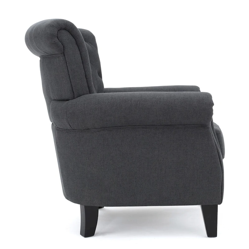Accent Chair With Tufted Backrest With Wooden Legs