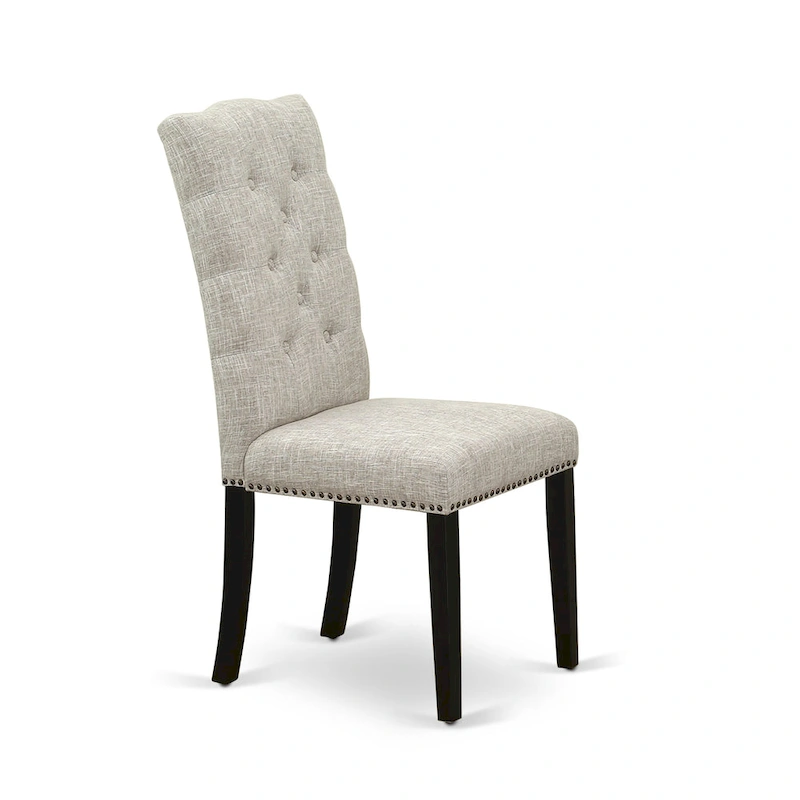 East West Furniture 3 Piece Dining Table Set Contains a Round Dining Table and 2 Linen Fabric Parson Chairs, (Finish Options)