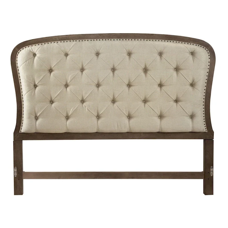 Americana Farmhouse Dusty Taupe Queen Tufted Panel Headboard