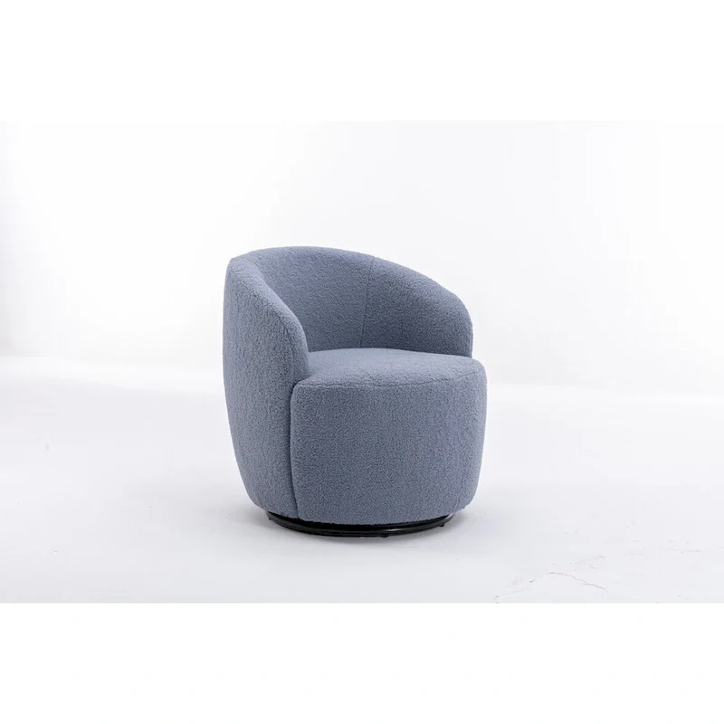 Swivel Accent Armchair Barrel Chair with Black Powder Coating, Blue