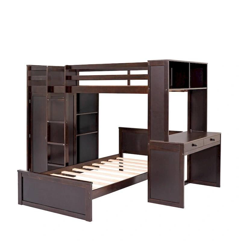 Twin over Twin Pine Loft Bed with Stand-alone