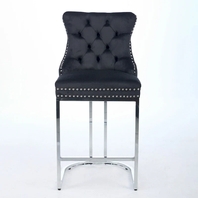 Modern Velvet Barstools 26 Counter Height Kitchen Island Chairs,Set of 2