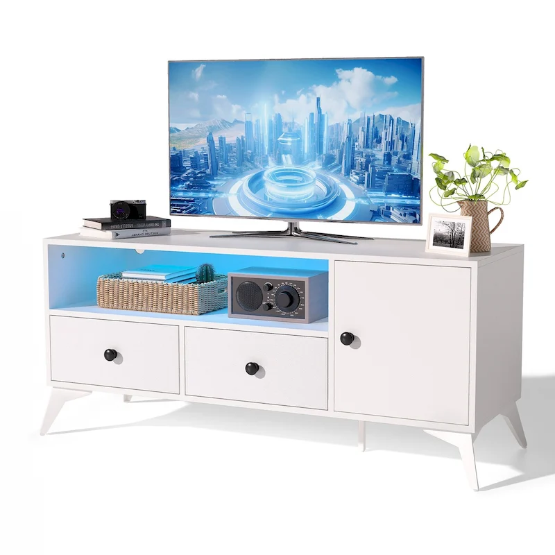 TV Stand Console Table RGB LED Light Cabinet Open Media Storage Gaming Entertainment Center - 47.24 L x 15.74 W x 20.47 H