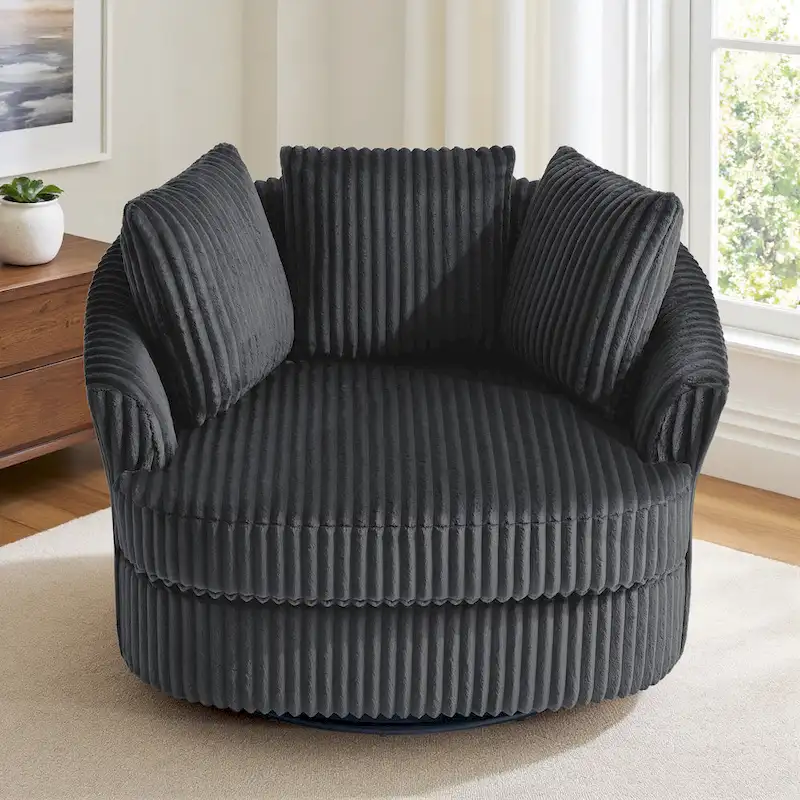 Swivel Tub Chair With Integrated Armrests And Removable, Washable Cover