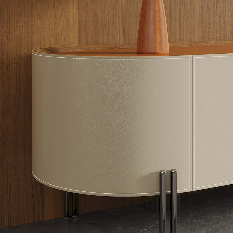 78.7 Leather TV Stand, Modern Entertainment Center with 3 Drawers