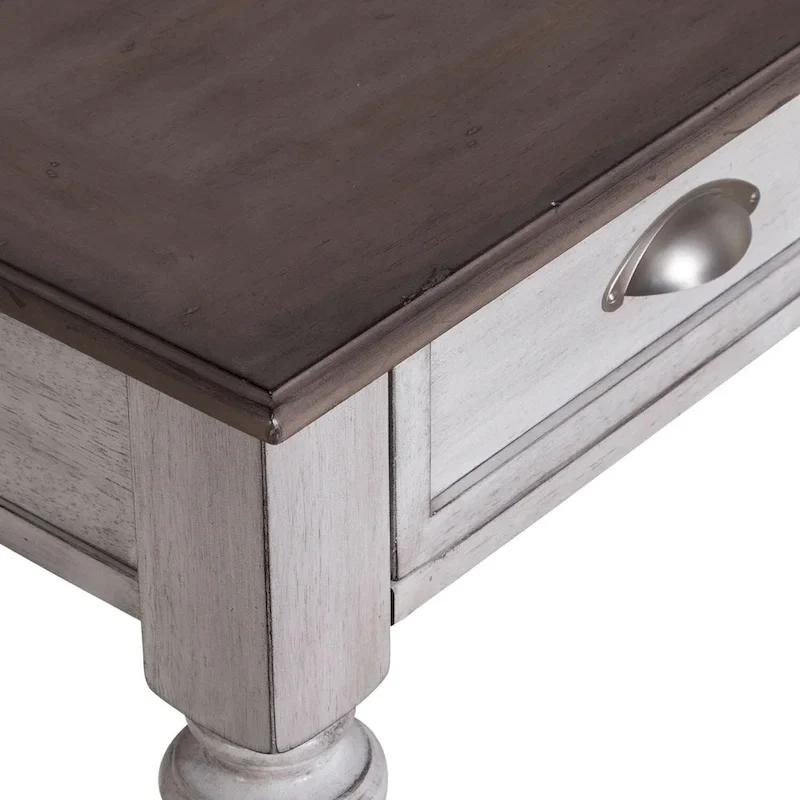 Ocean Isle Antique White & Weathered Pine Drawer End Table