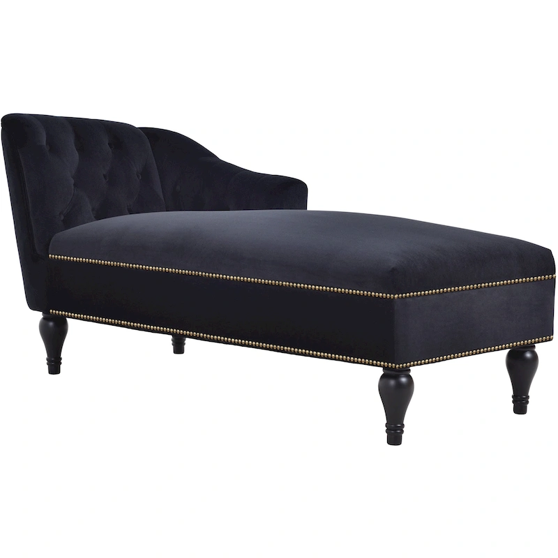 Button Tufted Velvet Chaise Lounge Chair
