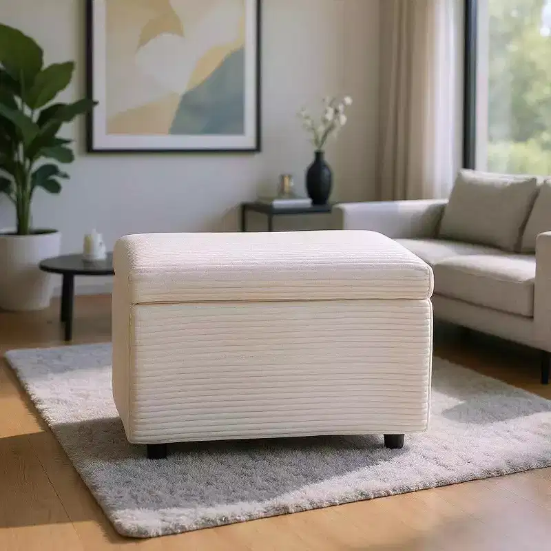 MAYEERTY Corduroy Storage Ottoman, Soft Cushioned, Living Room