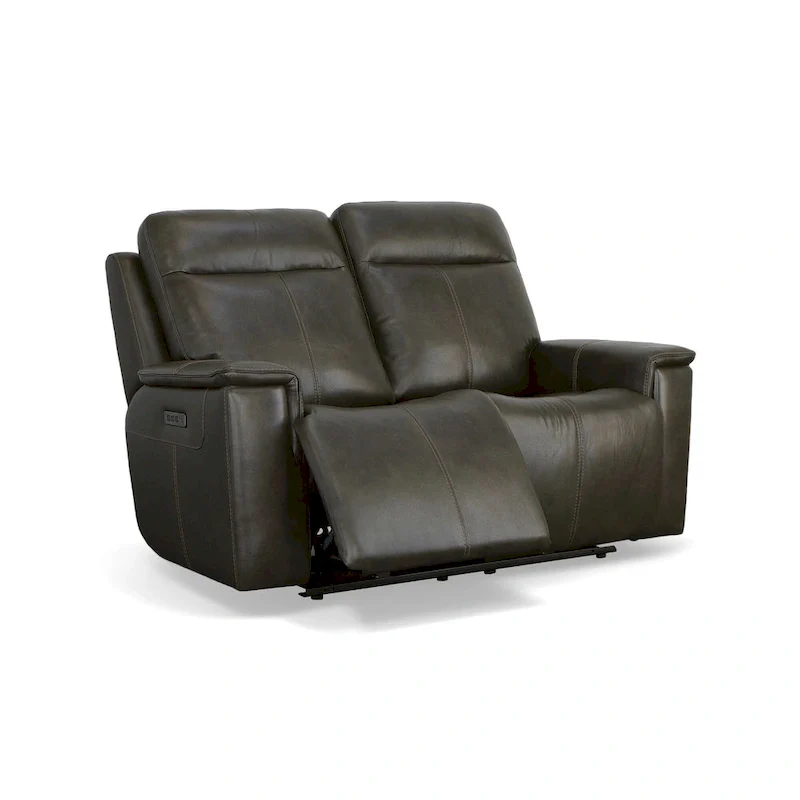 Zero Gravity Top Grain Leather Power Reclining Loveseat with Power Headrests & Lumbar - 64 x 42 x 41
