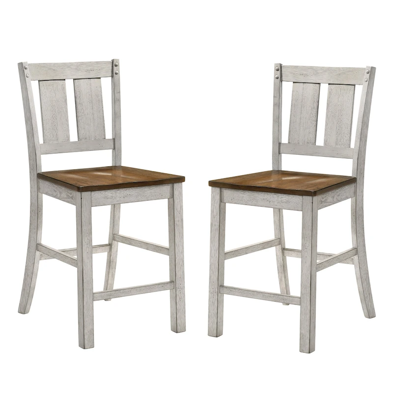 Furniture of America Theile Rustic Wood Counter Height Chairs, Set of 2
