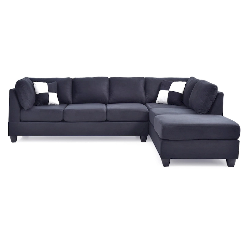 Malone 111 in. Suede 4-Seater Sectional Sofa with 2-Throw Pillow - 111L x 78W x 34H