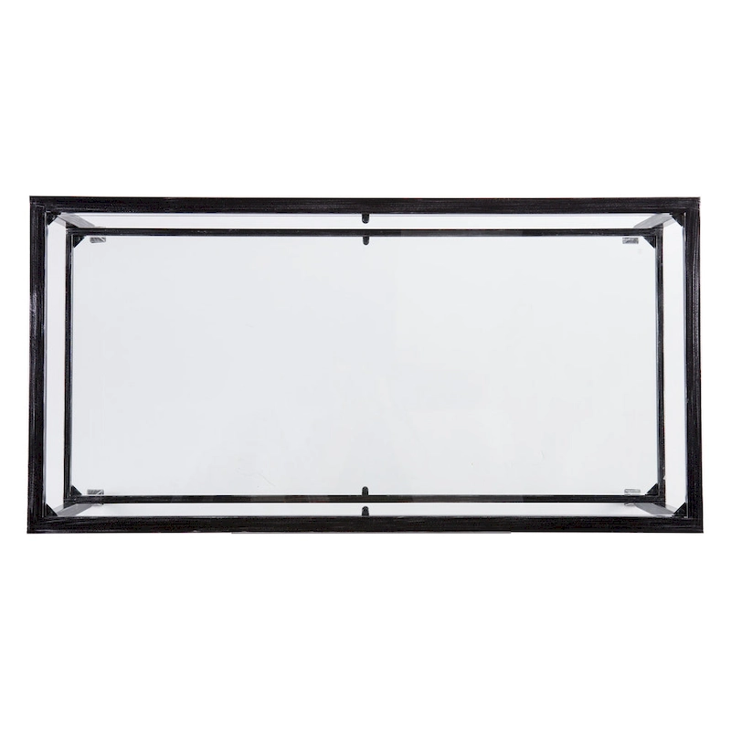 SEI Furniture Glenn Black Rectangle Metal Coffee Table with Glass Top and Bottom Shelf