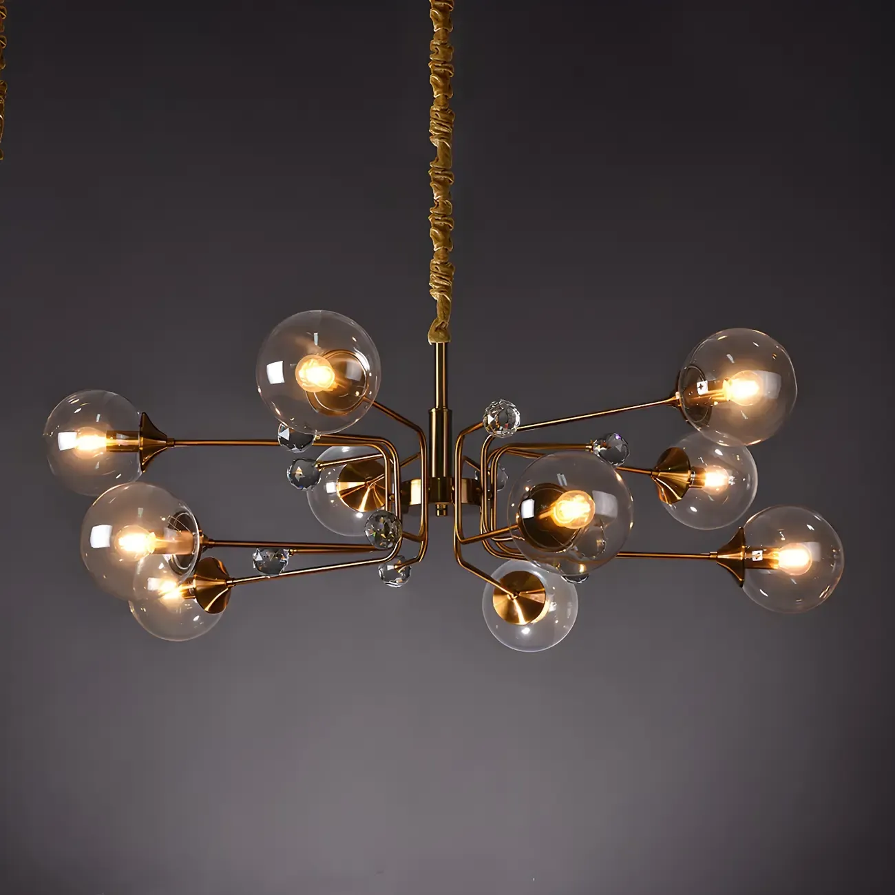 8-Light Mid-Century Modern Glass Globe Chandelier