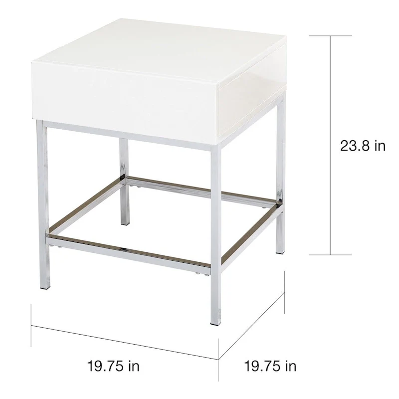 Simple Living White Metal High-gloss End Table