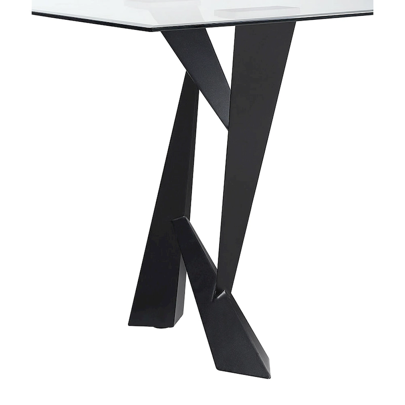 Furniture of America Zygard Modern Black 58-inch Glass Top Dining Table