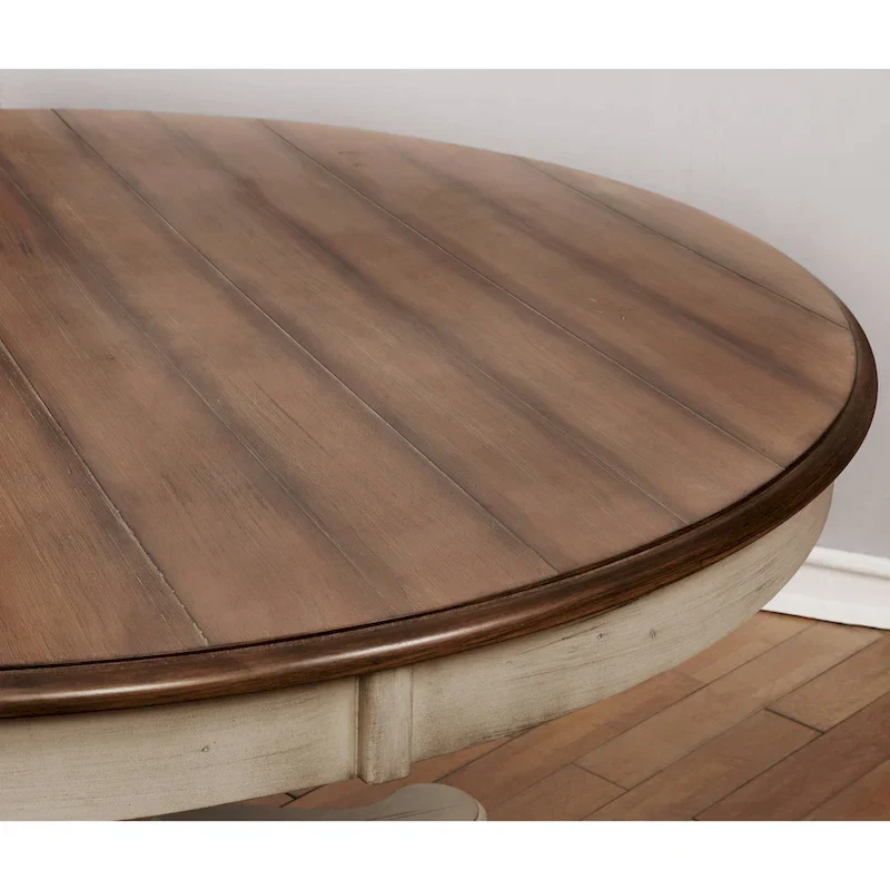 Arch Weathered Oak Round Dining Table - Weathered oak and white
