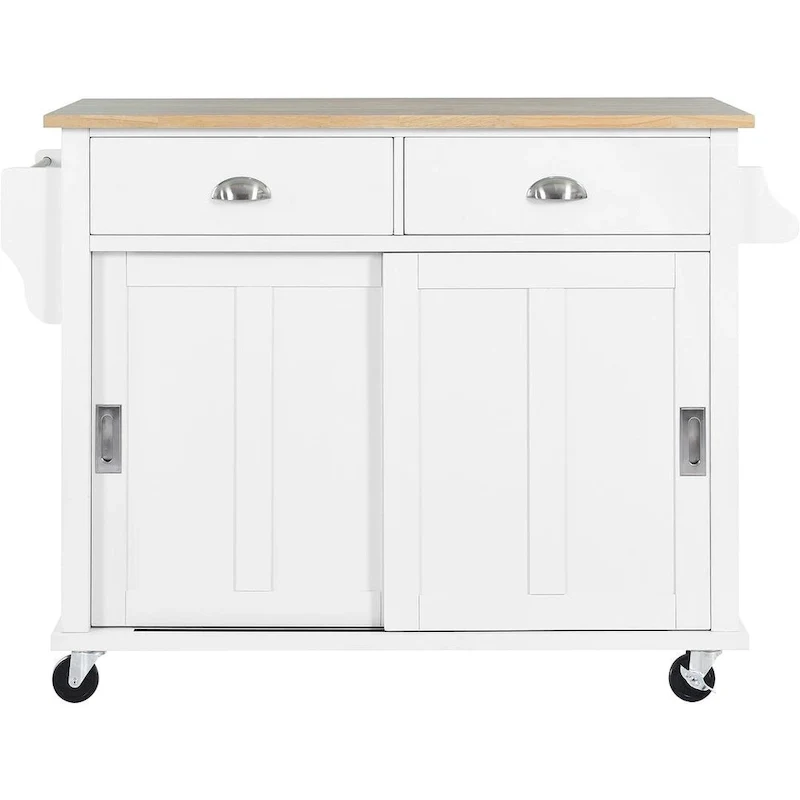 Kitchen Island Cart with Wheels Drop-Leaf Countertop