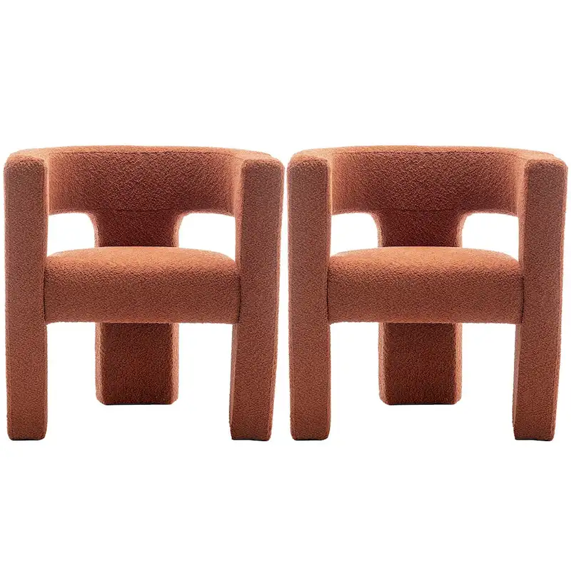 KINWELL 28 Wide Boucle Upholstered Square Armchair (Set of 2)