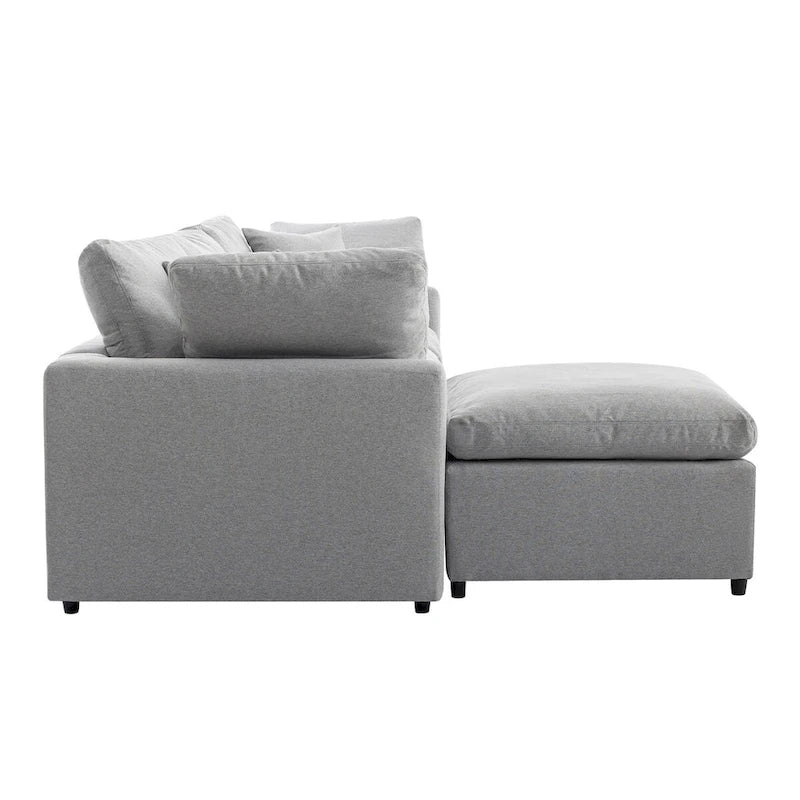 Luxurious Down-Filled L-Shaped Sectional Sofa with Reversible Chaise, Light Gray