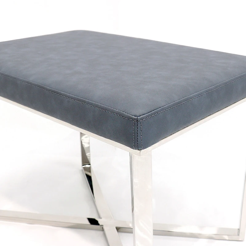 Pasargad Home Luxe Stool with Stainless Steel Base