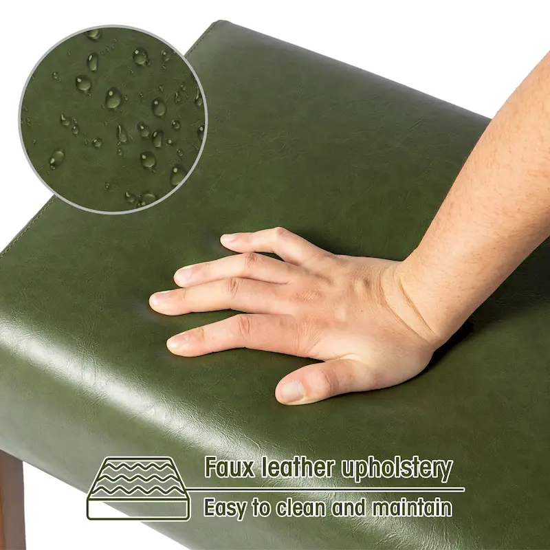 Glitzhome 42.25W Modern Leatherette Bench with Walnut Rubberwood Legs