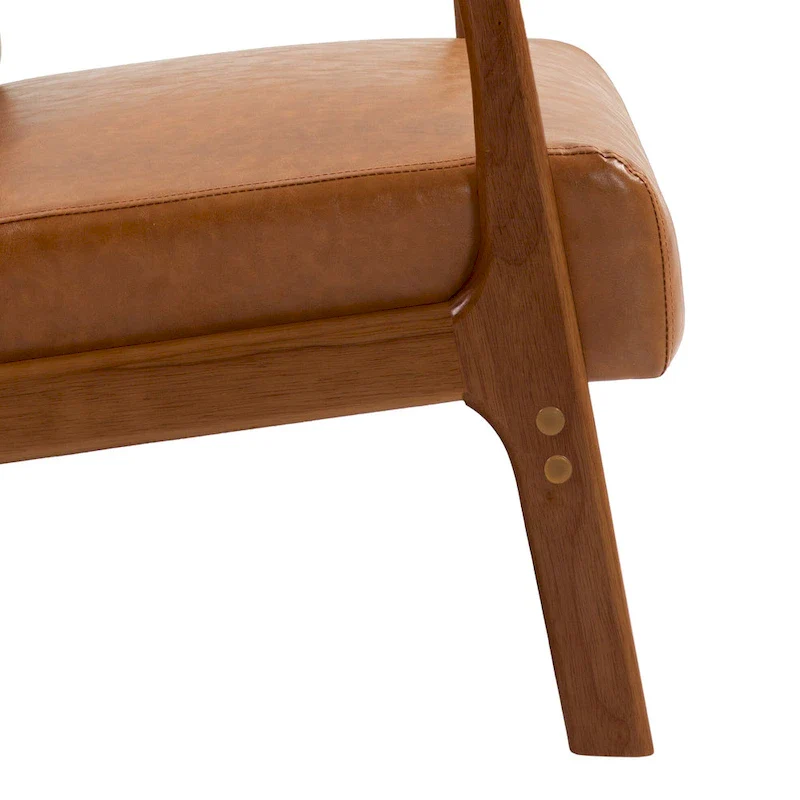 Mid-Century Modern Upholstered Accent Chair with Wood Frame