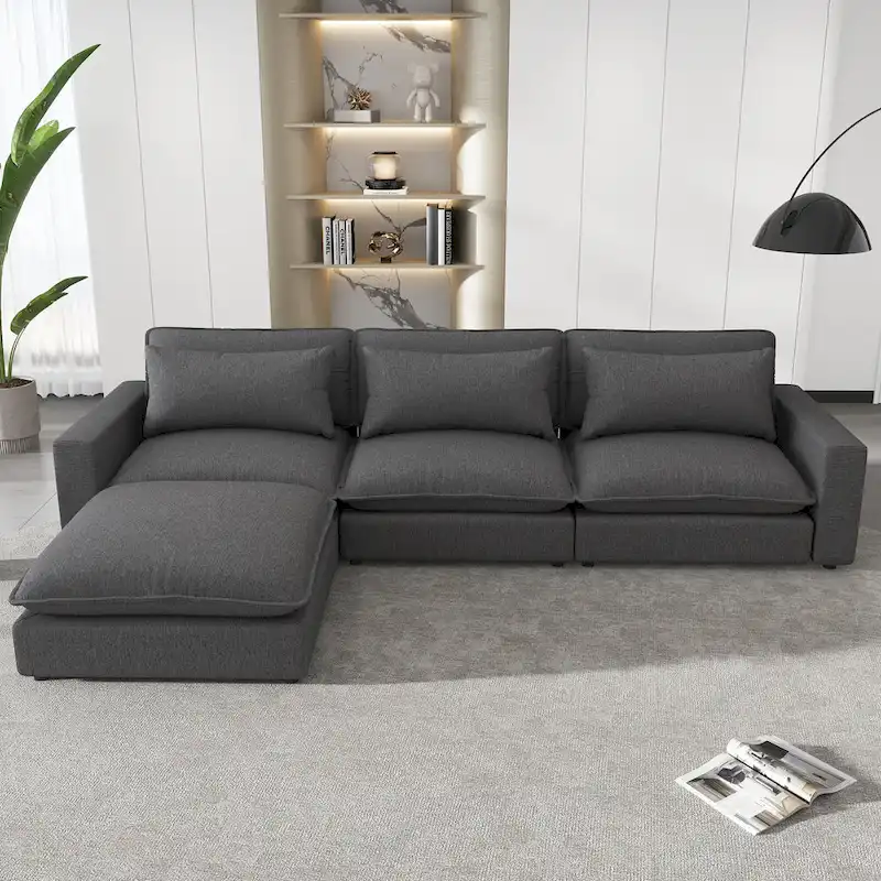 128inch Sectional Sofa Cloud Sofa Chenille Upholstered Sofa