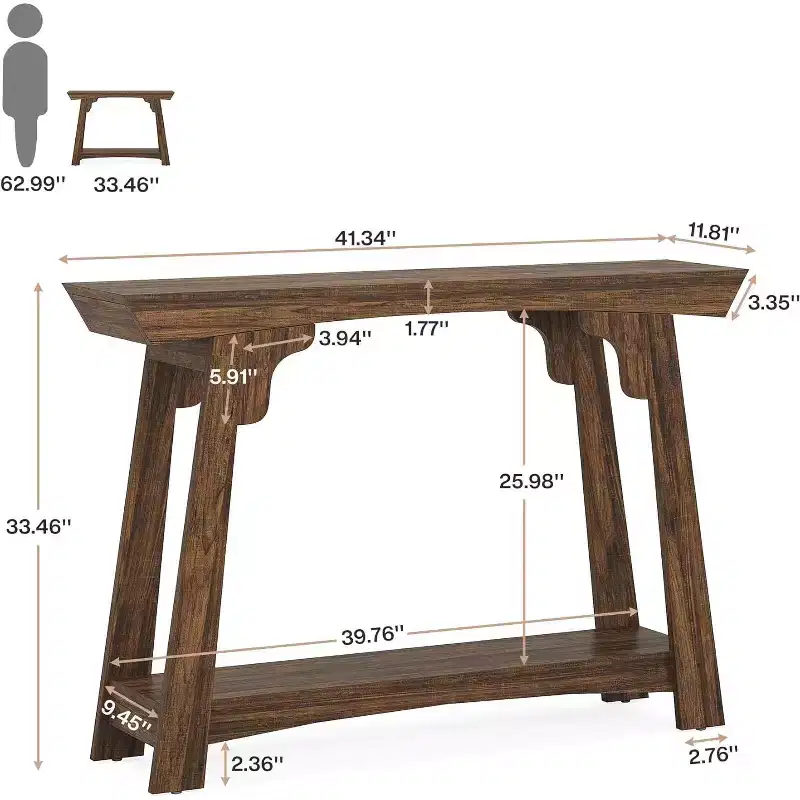 Lantine 2-Tier Narrow Wooden Console Table